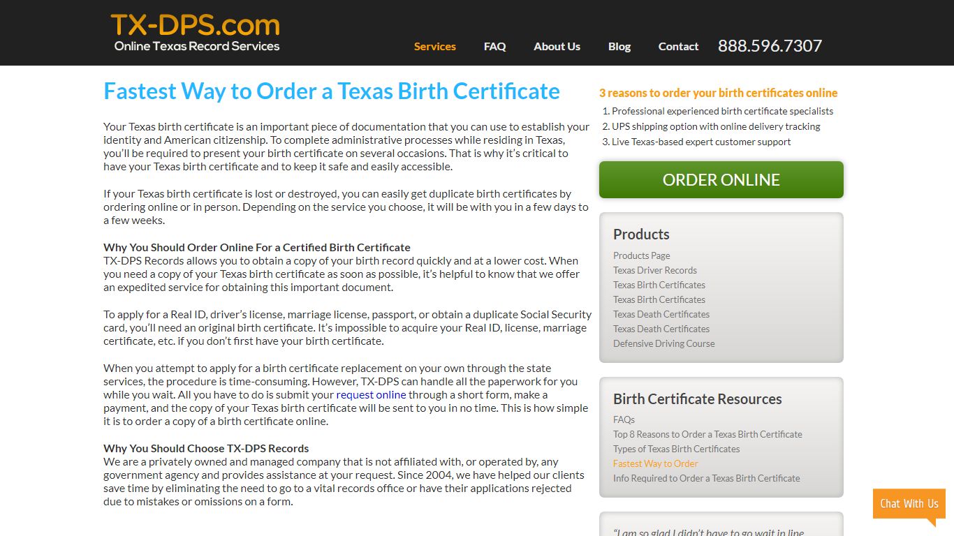 Order Copy of a Birth Certificate Fast | Texas DPS Records